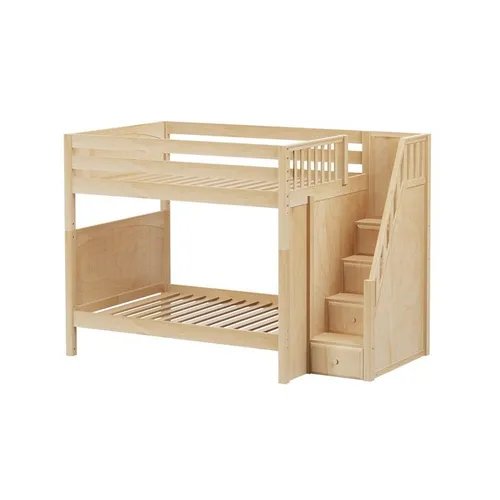 Solid Wood Bunk Bed w Staircase on End - Modular Design